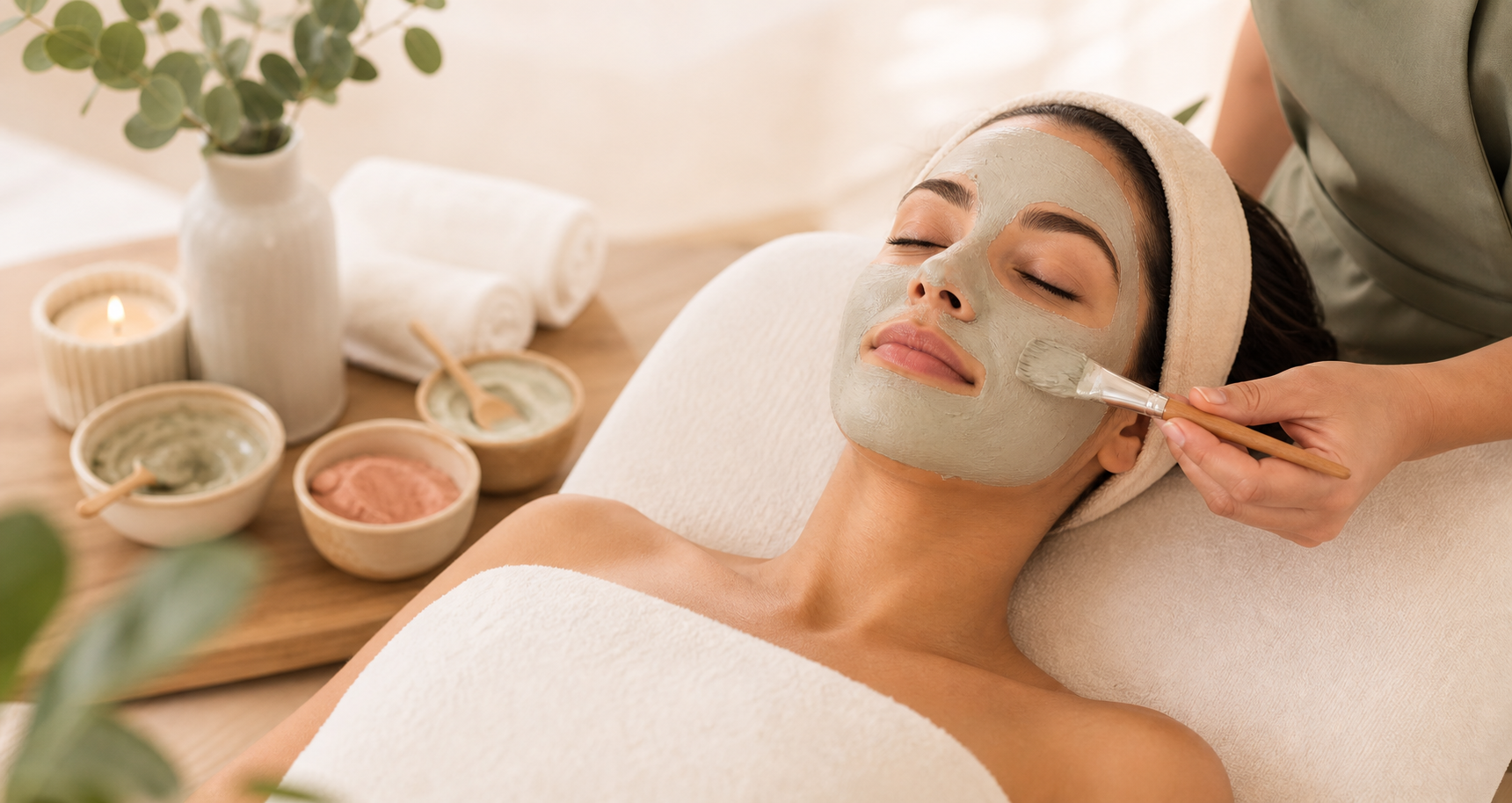 Aplicação suave de argila facial